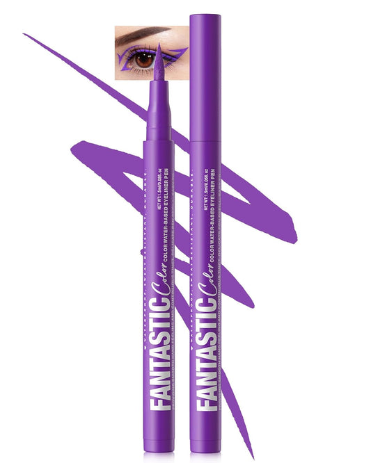 Purple Matte Liquid Eyeliner Pencil, Colorful High Pigmented Waterline Eye liner Waterproof Pen, Bright Colored Smudgeproof Long Lasting Eyeliner Pen Christmas Party Festival Makeup Gift for Women-07