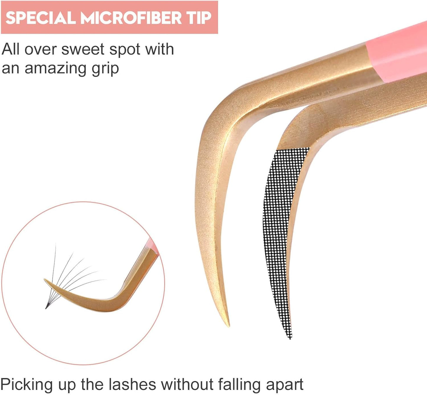 Ms.Queen Lash Tweezers For Eyelash Extensions,5Pcs Professional Fiber Tip Grip Curved 45 90 Degree Boot Volume Tweezers Set