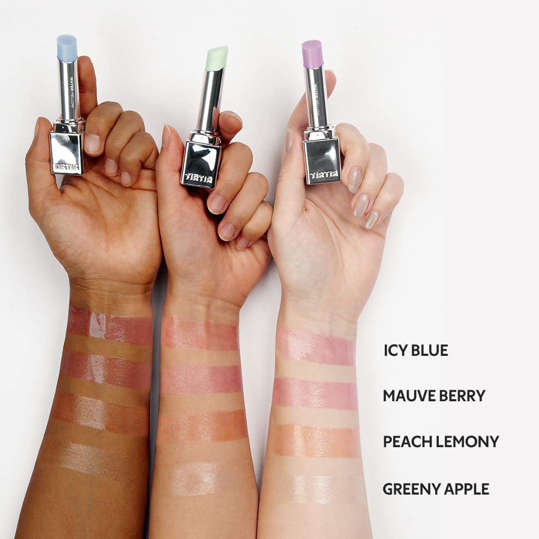 TIRTIR Water Mellow Lip Balm, 01 Icy Blue, 0.11 Fl Oz – pH Color Changing Organic Korean Lip Care, Lightweight Deep Hydration Lip Moisturizer for Women Men, Paraben Free