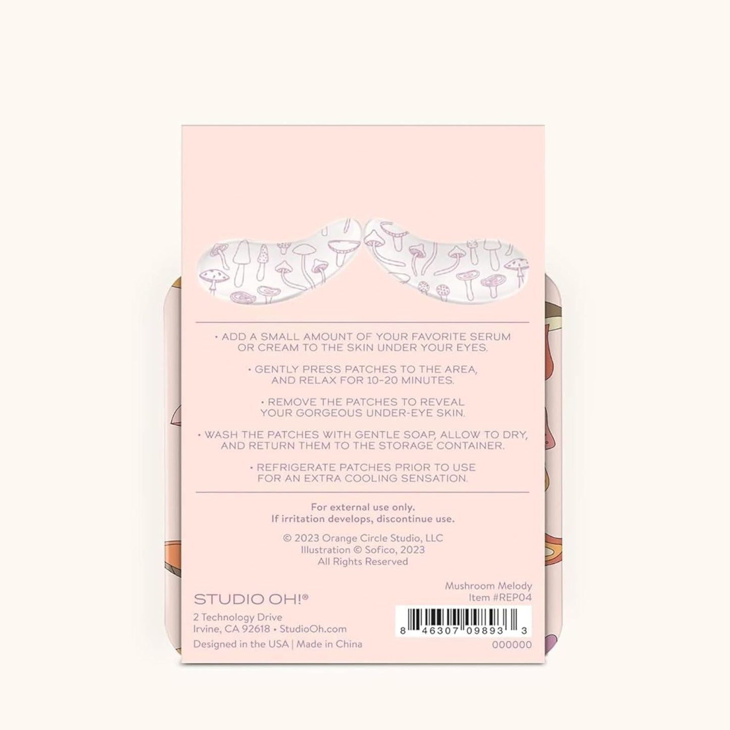 Studio Oh! Reusable Under-Eye Patches, Puffy Eyes Treatment and Under Eye Masks Skincare, 100% Silicone Eye Patches, Pairs with Favorite Serums or Creams, Mushroom Melody