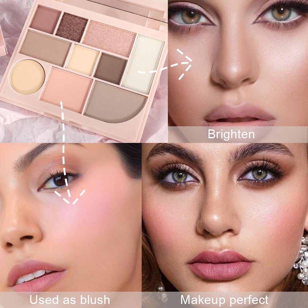 Shimmer Matte Eyeshadow Palette.Longwearing Highly Pigmented Natural Beige Gold Glitter Powder Palet.Matt Shiny Eye Makeup paleta de sombras.02#