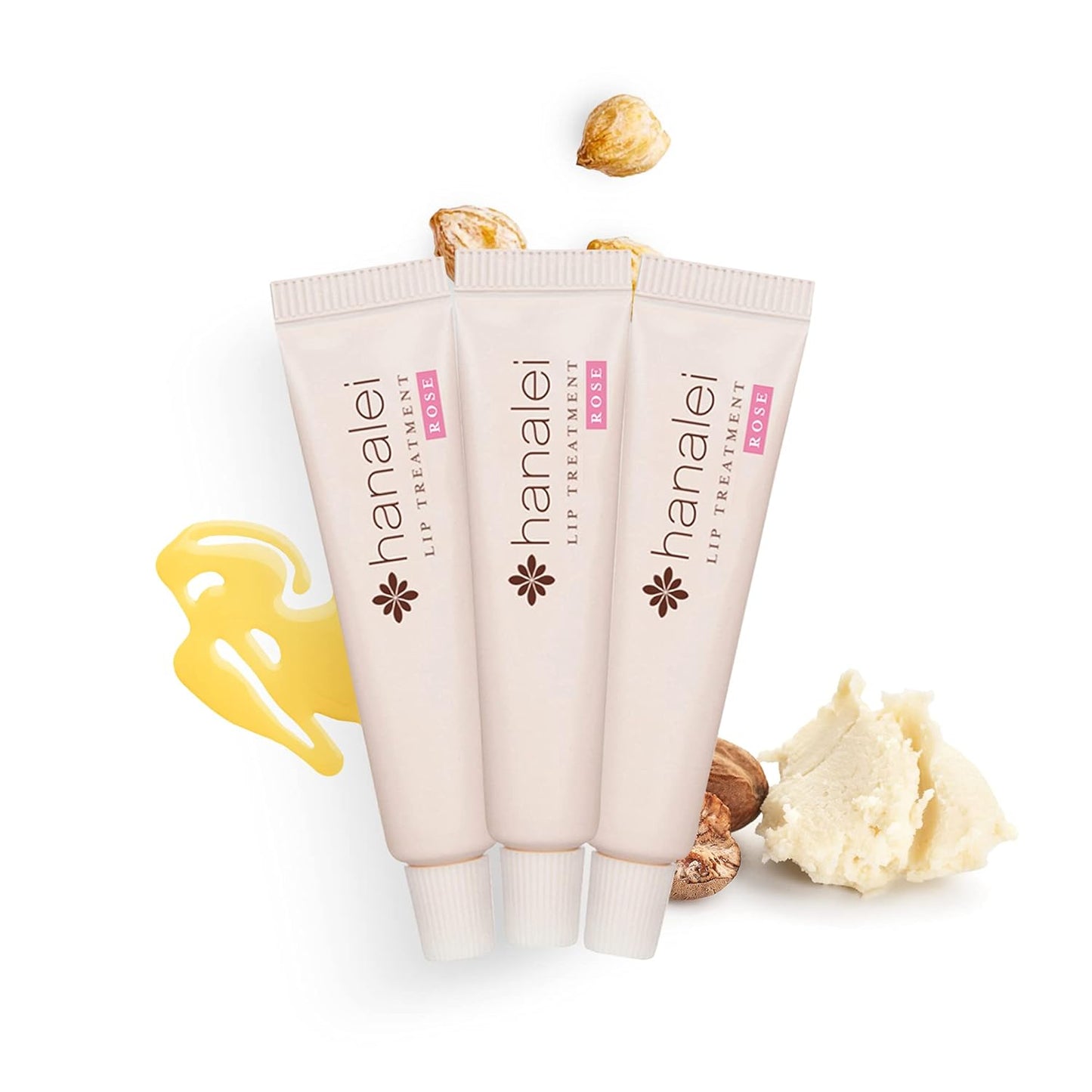 Hanalei Hydrating Lip Treatment Balm – Cruelty-Free, Paraben-Free Moisturizer for Severely Dry, Chapped Lips – Kukui Oil, Shea Butter & Grapeseed Oil –Rose Tint, Travel-Size 3-Pack (5g X 3)