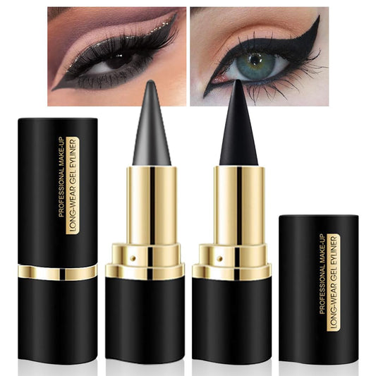 Kaely 2Pcs Black Gray Gel Eyeliner Pencil,Natural Cream Eye Liner Waterproof Smudge Proof,Cat Eye Black Smokey Eyeshadow Palette Stick Crayon,Goth Halloween Makeup,delineador de ojos contra el agua
