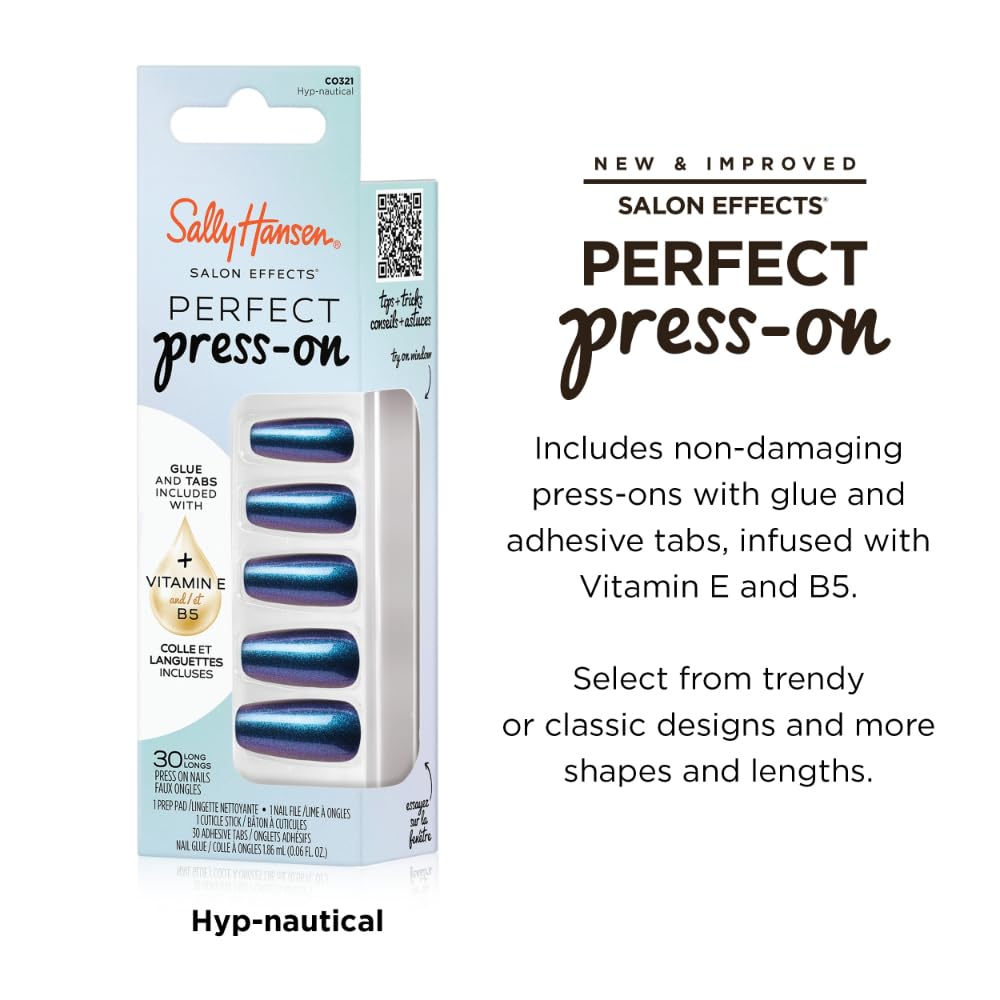 Sally Hansen Instant Cuticle Remover and Salon Effects HYP-Nautical Press On Nails Kit, Nail Treatment and Manicure Set