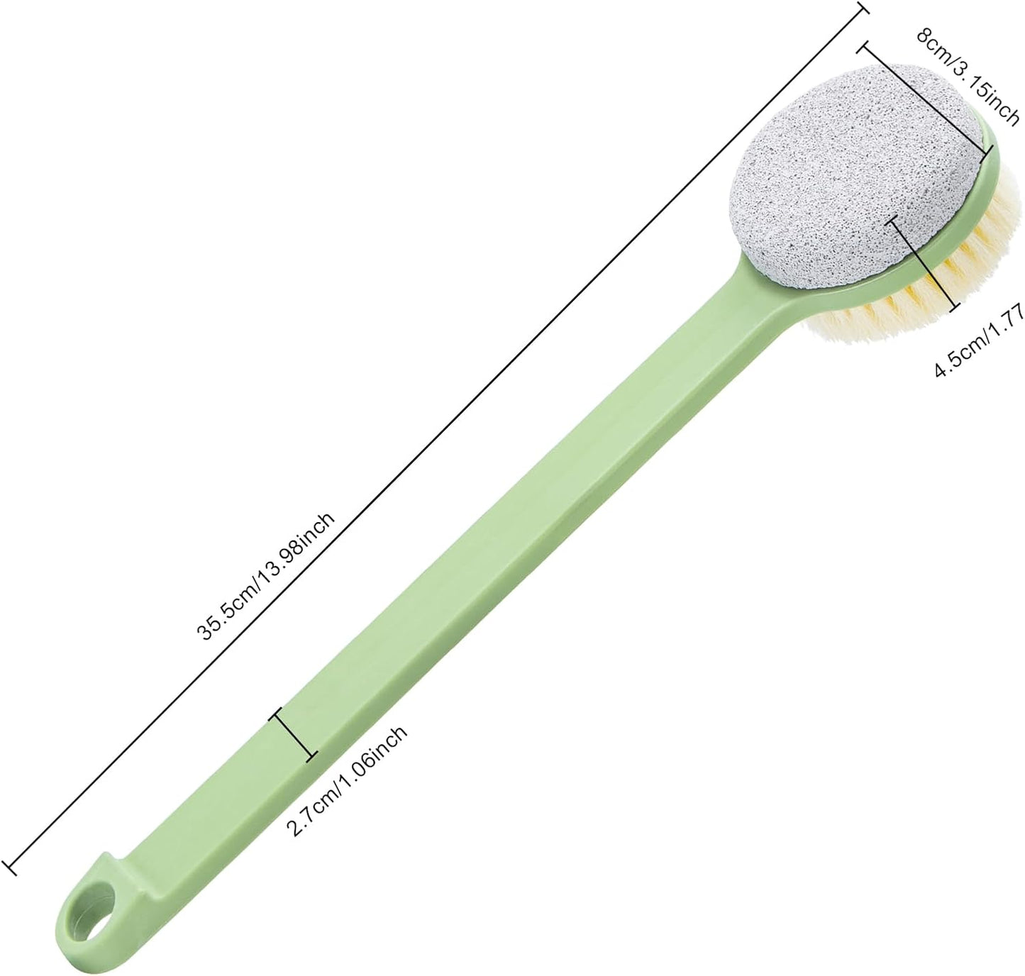 Pumice Stone for Feet with Long Handle (Double-Faced Straight Green Handle, Count, 2.0)