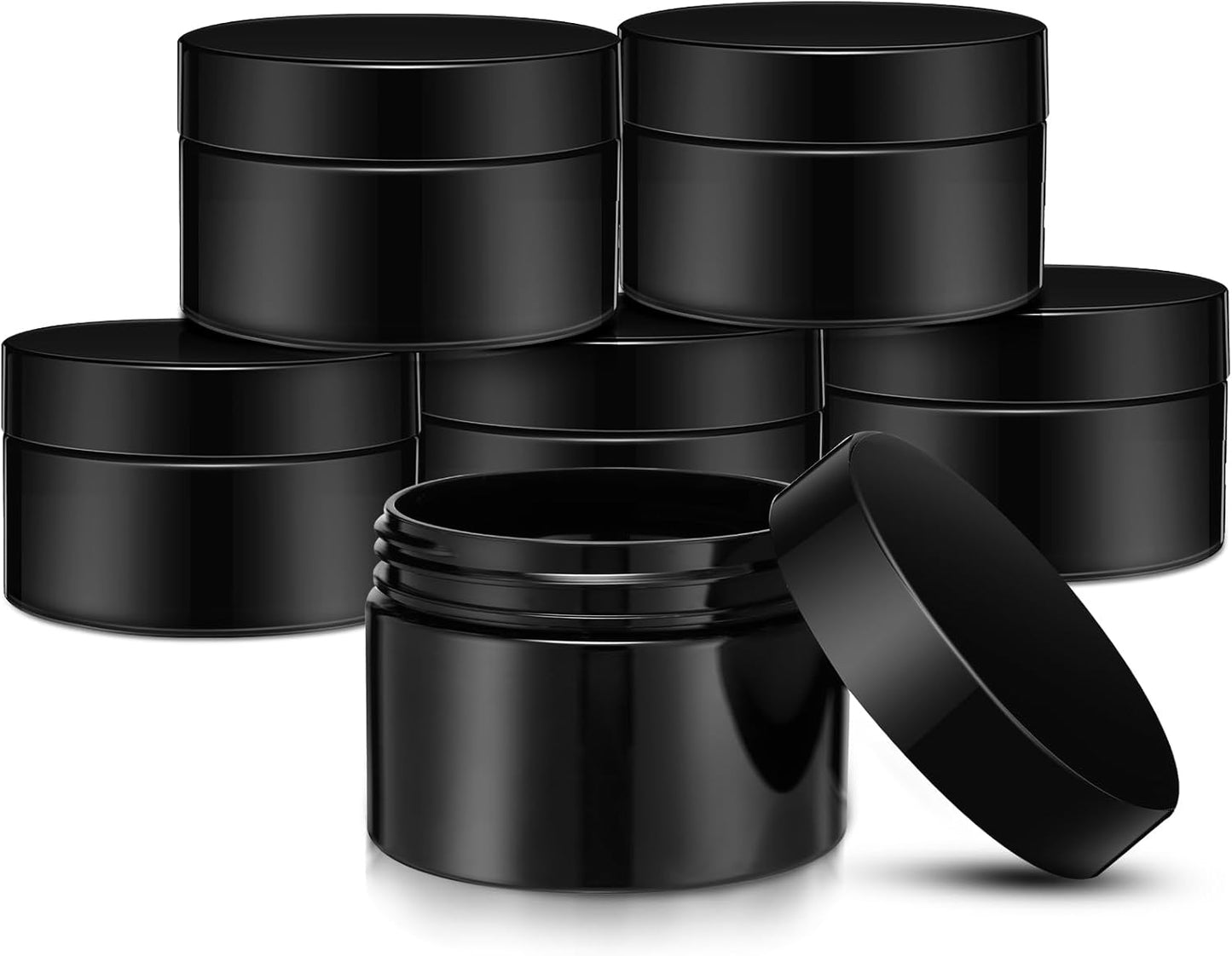 SATINIOR 24 Pieces Empty Clear Plastic Jars with Lids Round Storage Containers Wide Mouth for Beauty Product Cosmetic Cream Lotion Liquid Butter Craft and Food(Black,32 oz)