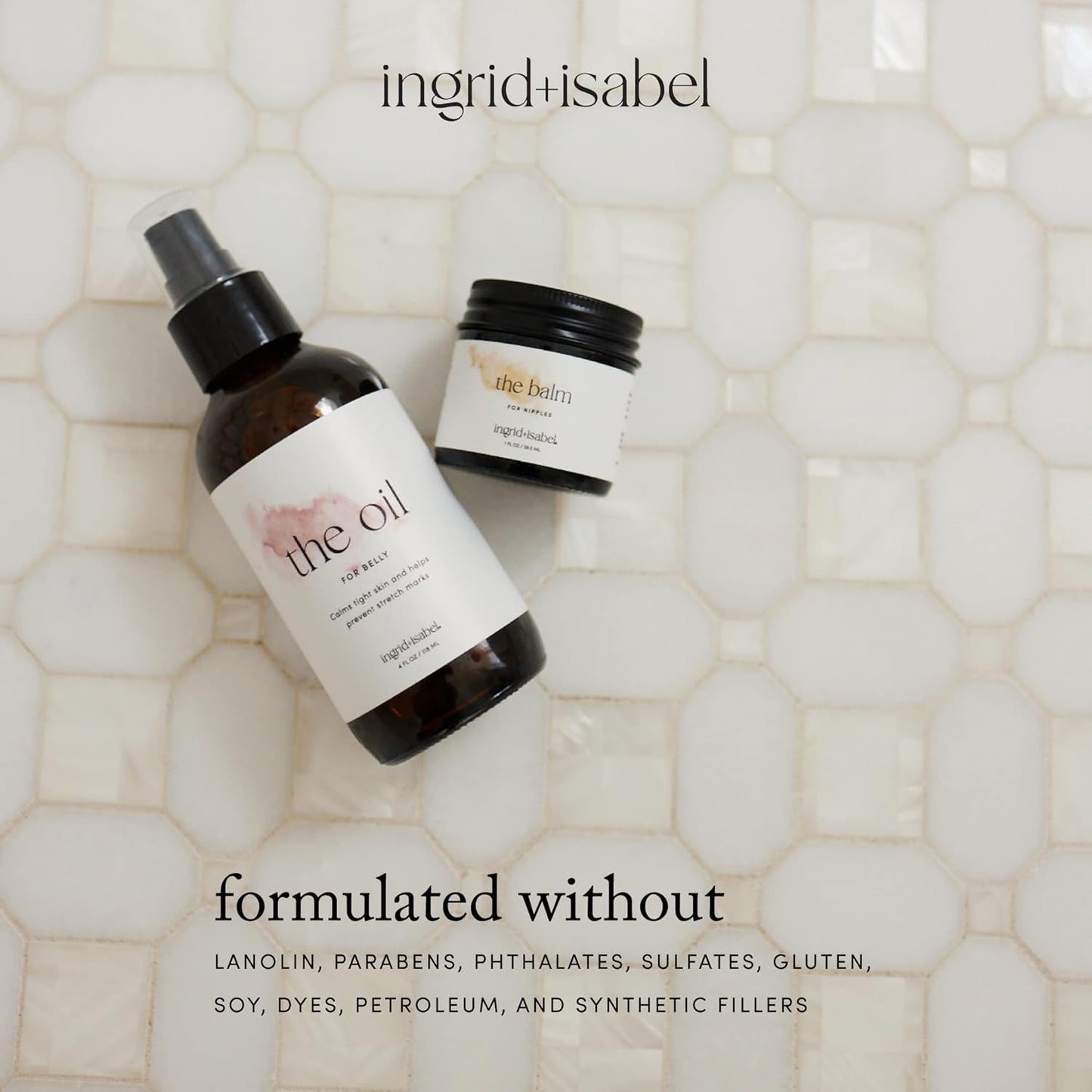 Ingrid & Isabel, The Oil, Organic Belly & Body Oil, Prevents Stretch Marks & Scars, Maternity & Pregnancy Skincare, 4 Fl Oz
