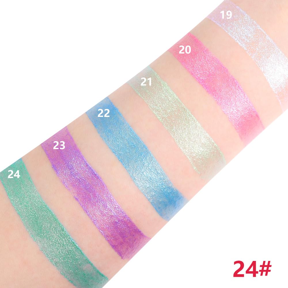 Cyan Green Shimmer Cream Eye Shadow Stick Makeup for Women, Cyan Green Shimmer Matte Eye Shadow Brightener Stick for Eyes, Waterproof Eyeshadow Pencil Applicator Blendable for Eye Highlight 24