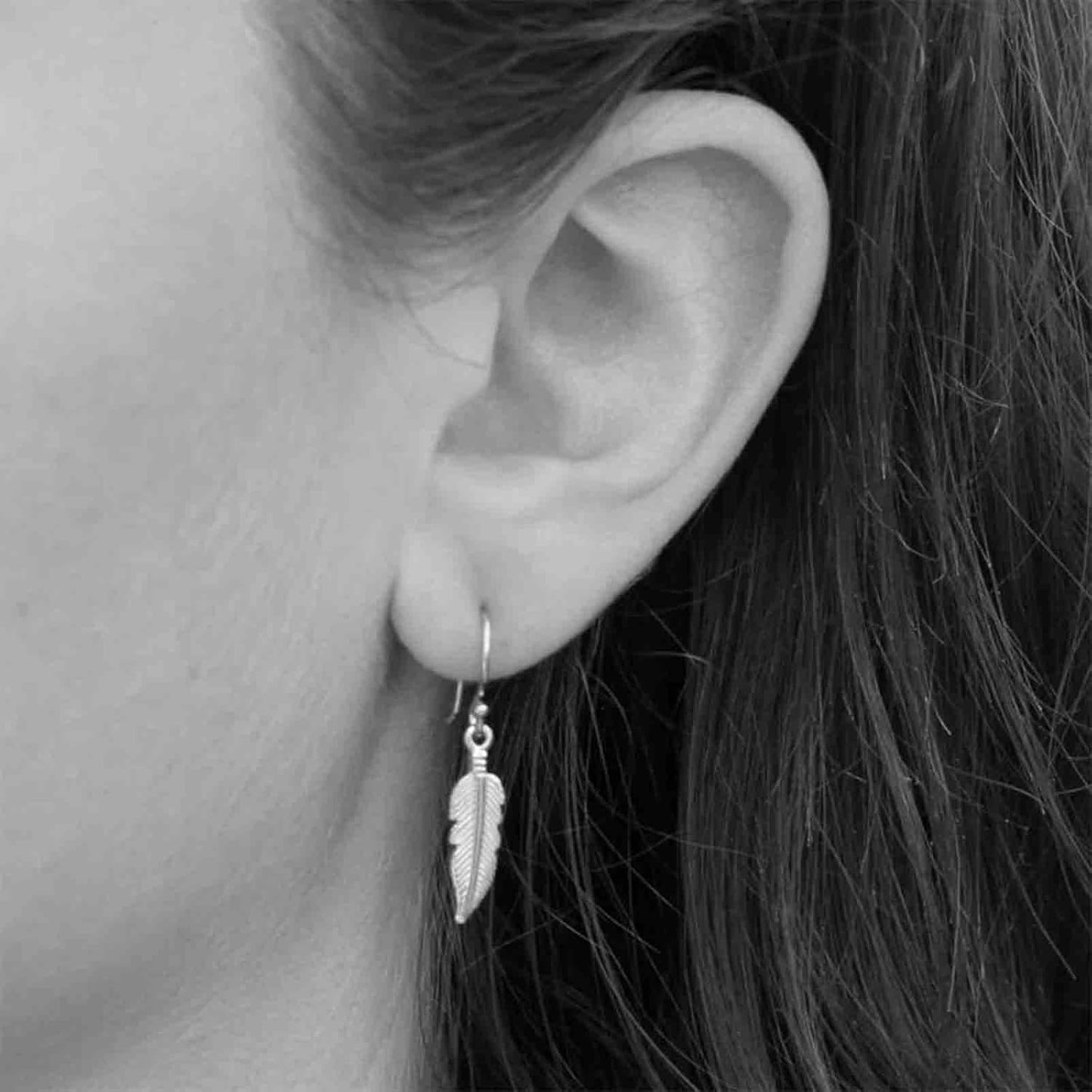 Vintage Etched Feather Earrings Silver Feather Dangle Earrings Little Feather Charm Earrings Boho Earrings Jewelry for Women and Girls