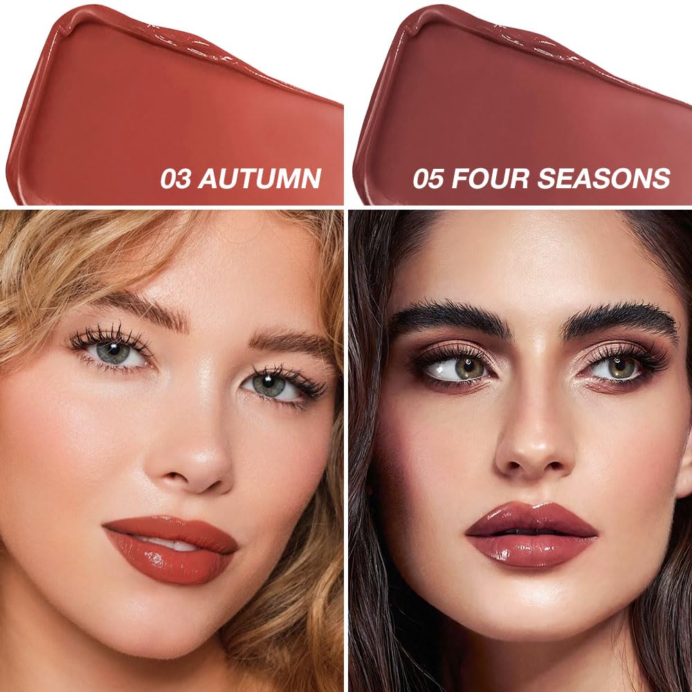 2Pcs Tinted Lip Balm Moisturizing Lipstick – Warm Orange Brown & Deep Rose Color Bean Paste Sheer Hydrating Lip Color for Dry Lips Nourishing Lip Balm for All Women with a Subtle Natural Scent