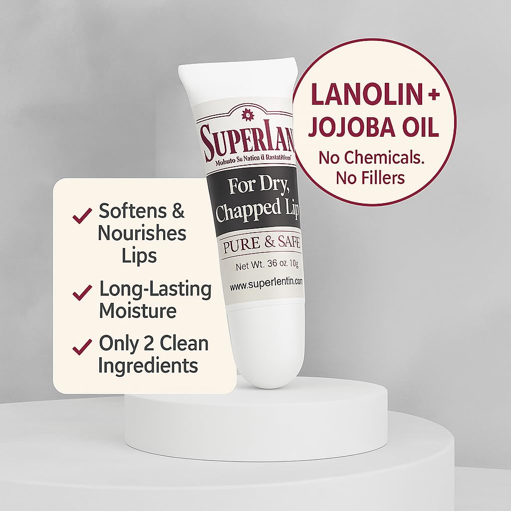 Lanolin Lip Balm 3 pack - Organic Lip Repair for Hot/Dry Weather - Natural nipple cream - Moisturizer for cracked lips - Hydrating lip care - Ultra pure jojoba oil - Chapstick Men & Women (1.05 oz)