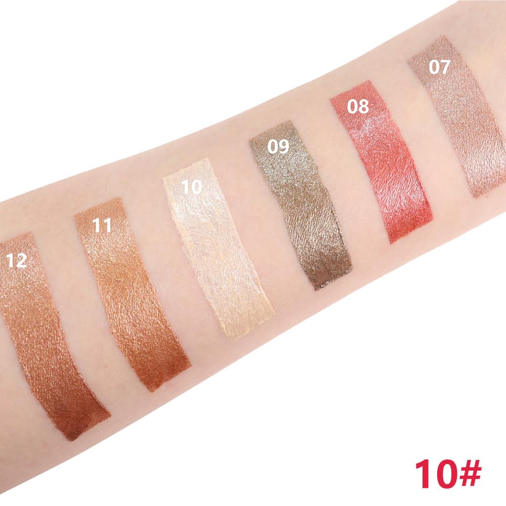 Beige Shimmer Cream Eye Shadow Stick Makeup for Women, Bright Nude Shimmer Matte Eye Shadow Brightener Stick for Eyes, Waterproof Eyeshadow Pencil Applicator Blendable for Eye Highlight 10