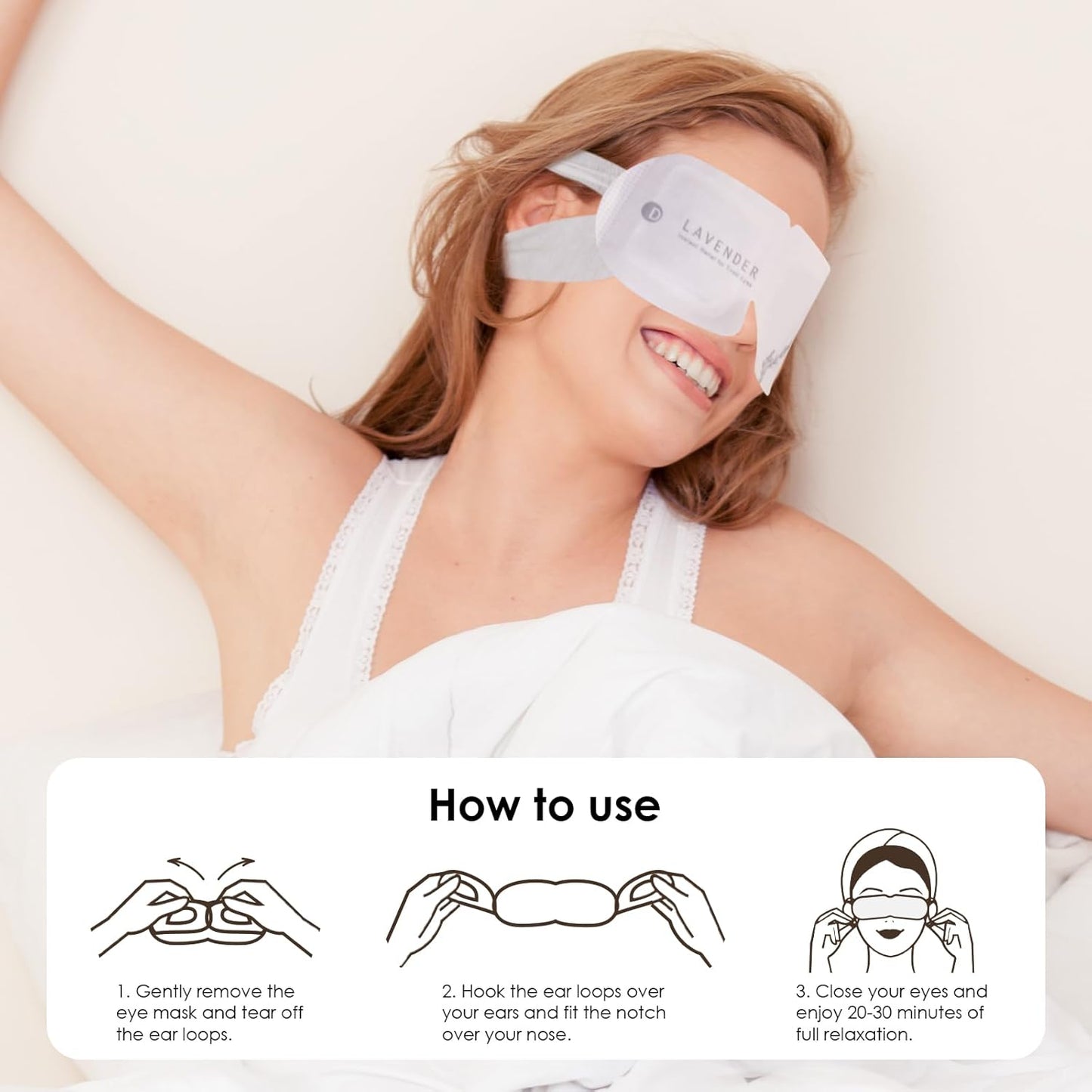 Steam Eye Masks, Rich Hyaluronic Acid Heated Lavender Eye Mask, Disposable SPA Sleep Eyes Mask, Relieving Dry Eyes, Dark Circles and Puffiness, 10 Packs