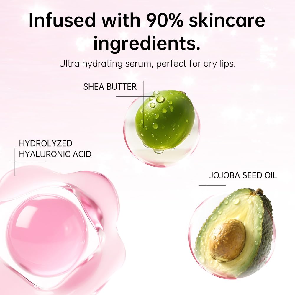 Catkin Lip Plumper Gloss, Tinted Lip Serum with Hyaluronic Acid & Jojoba Oil, Non-sticky Volumizing Hydrating Formula for a High Shine Maximum 3D Look, Plump & Soft Lips 0.12 Fl Oz - C02 Rose Diamond