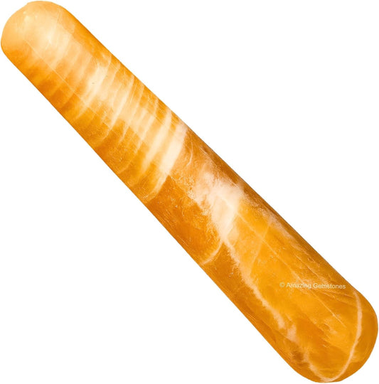 Yellow Calcite Crystal Wand Massage Stick - Pelvic Wand Gua Sha for Adults - Crystals and Healing Stones Massage Wands for Adults Gifts (Smooth)