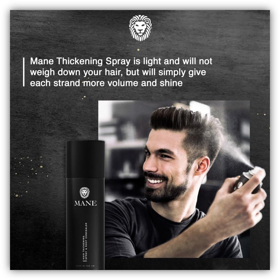 Hair Thickening Fiber Spray by Mane (100 ml, Black)