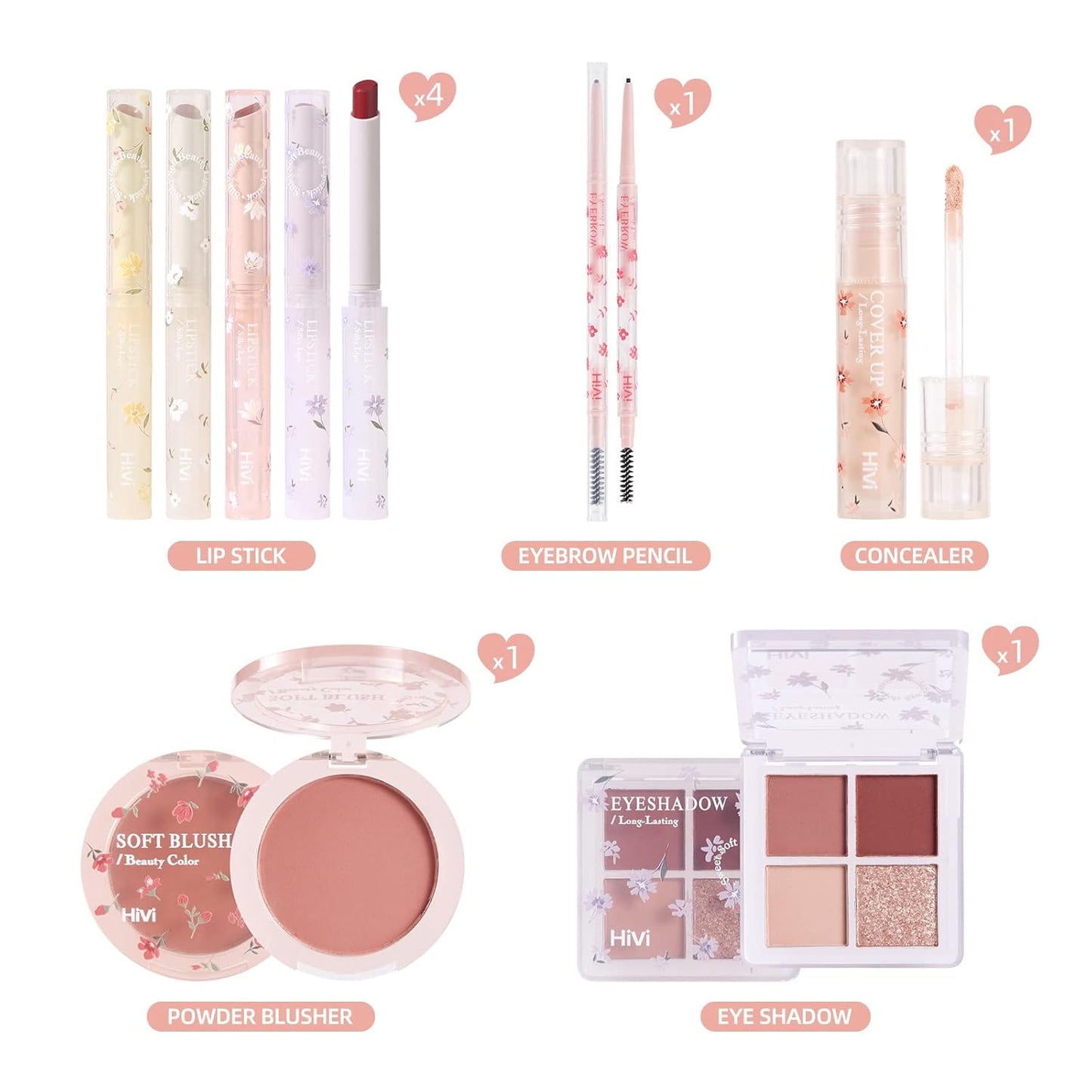 ICE LOVE All in One Makeup Kit, 8-Piece Women Complete Makeup Kit, a Must-Have Gift Set for Beginners or Professional Makeup Sets Beginners. (V102A)