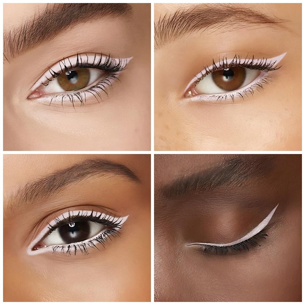 Kaely Quartz Queen White Gel Eyeliner Pencil, Natural Cream Eye Liner Waterproof Smudge Proof, Matte Waterline Eyeliner Eyeshadow Stick, Brighten Eye Makeup, Vegan & Cruelty-Free, 14