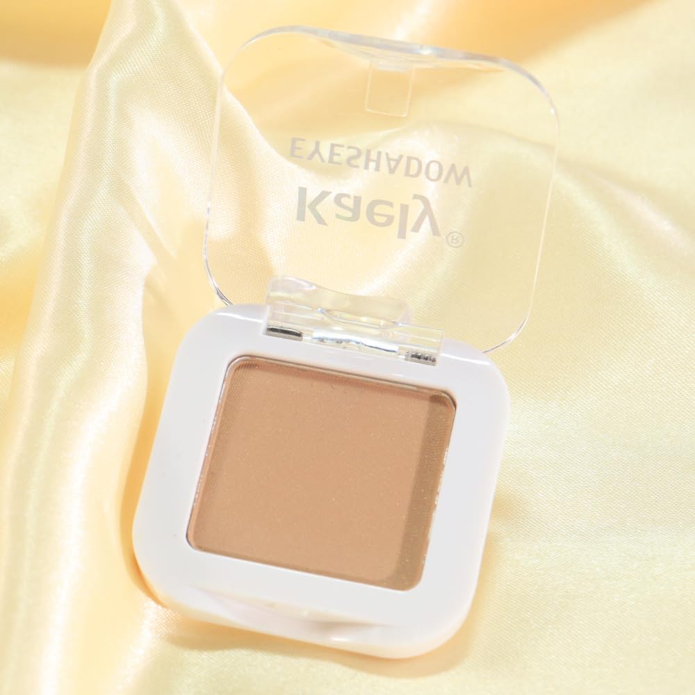 Buildable Matte Eyeshadow Makeup Palette Single - Light Nude Brown Burly Wood Shades | Creamy Pressed Powder for Easy Blending | Mini Travel Palette for Women | Everyday Natural Eye Makeup