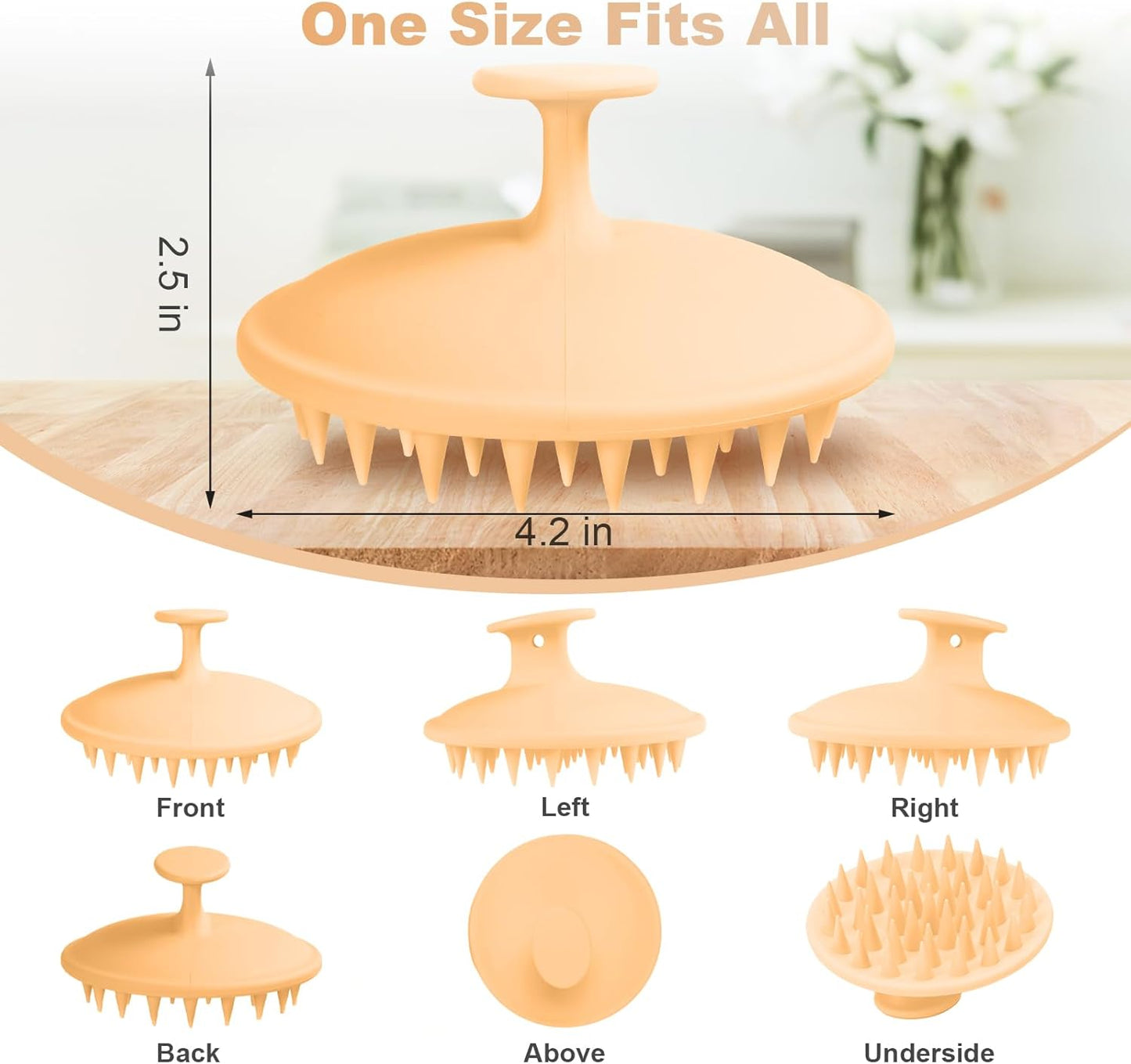 Silicone Scalp Massager Shampoo Brush, Scalp Scrubber for Hair Growth (Salmon Pink)