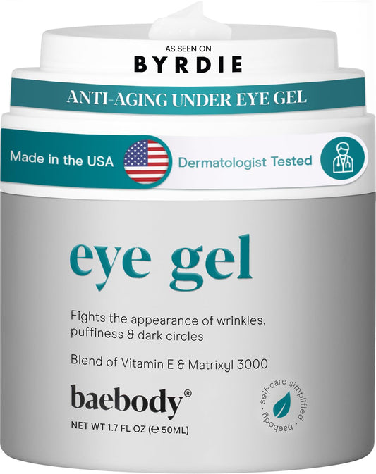 Baebody Eye Gel (1.7 oz) Cooling Under Eye Cream For Dark Circles, Puffiness and Bags under Eyes, Eye Cream Anti Aging & Hydrating, Night Eye Cream - Beauty Gifts for Women