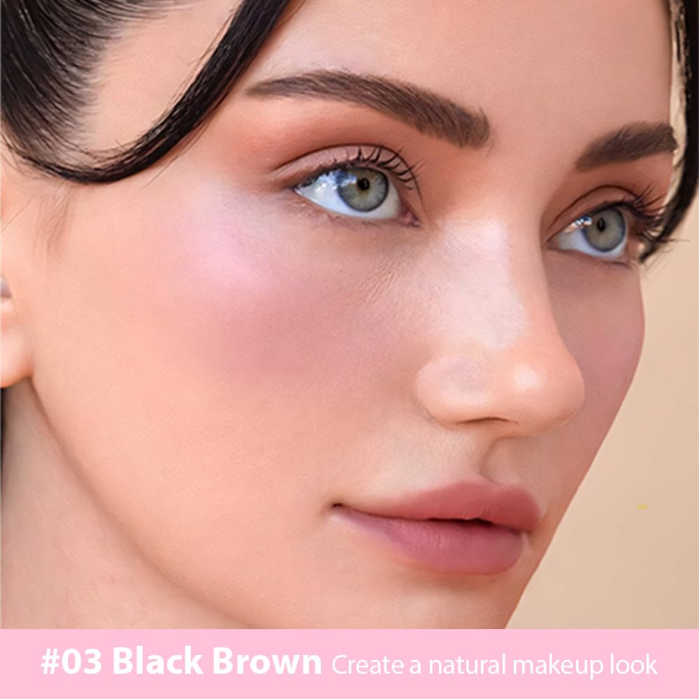 evpct 1Pcs Black Brown Magic Microblading Eyebrow Contouring Pen Brow Pencil, with 4 Brush Micro-Fork-Tips Precise Applicator, Dual-ended Eyebrow Brush, Hair Like Strokes, Natural Looking Brows