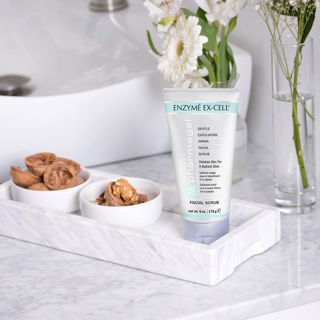 Pharmagel Enzyme Ex‑Cell™ | Gentle Papaya + Walnut Shell Facial Scrub – 6 oz | For Sensitive Skin & All Skin Types