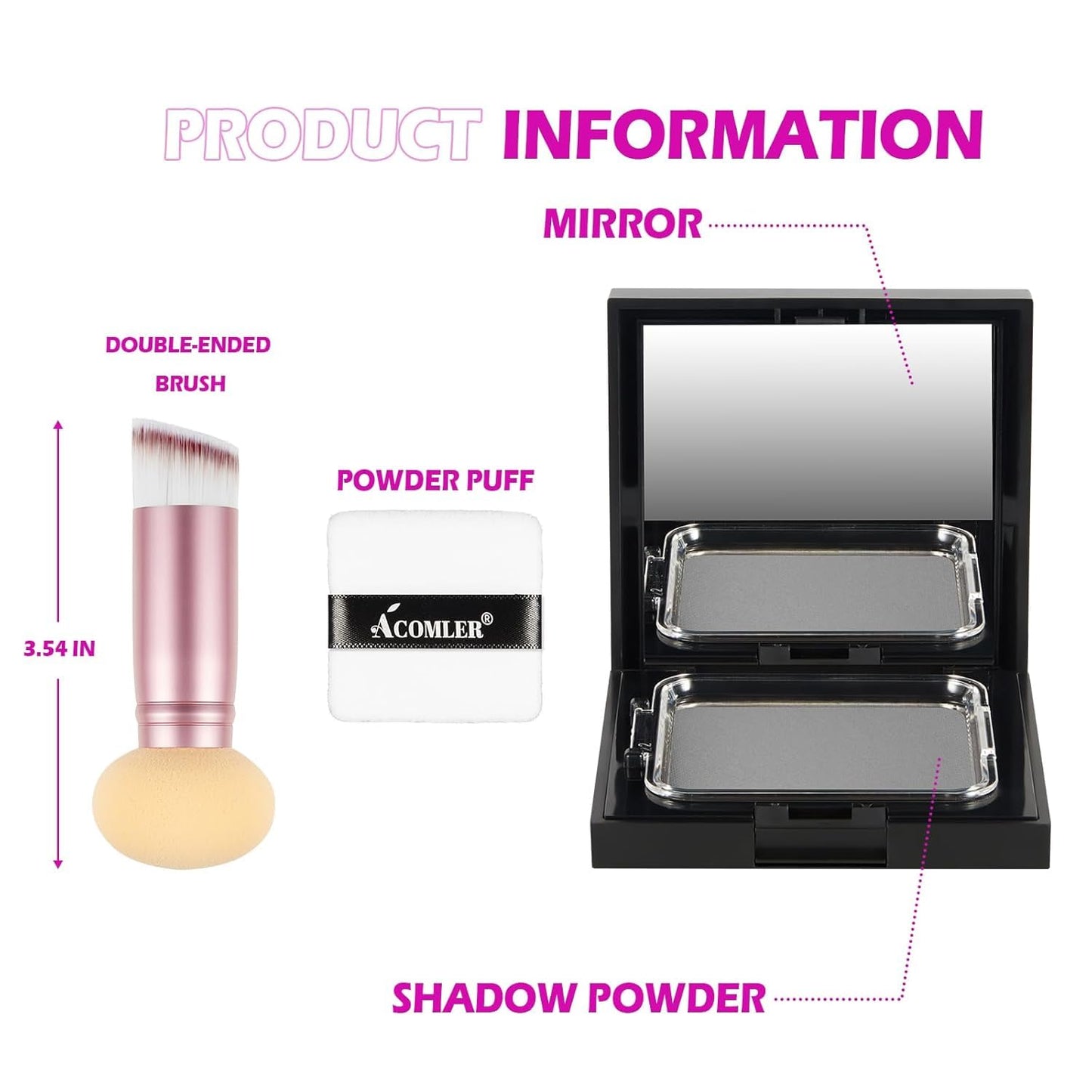 Acomler Root Touch Up Powder, Root Touch Up Hair Color, Talc-Free Hairline Powder for Thinning Hair, Gray Hair Coverage for Women Men, Includes Makeup Brush (Gray, 0.42oz)