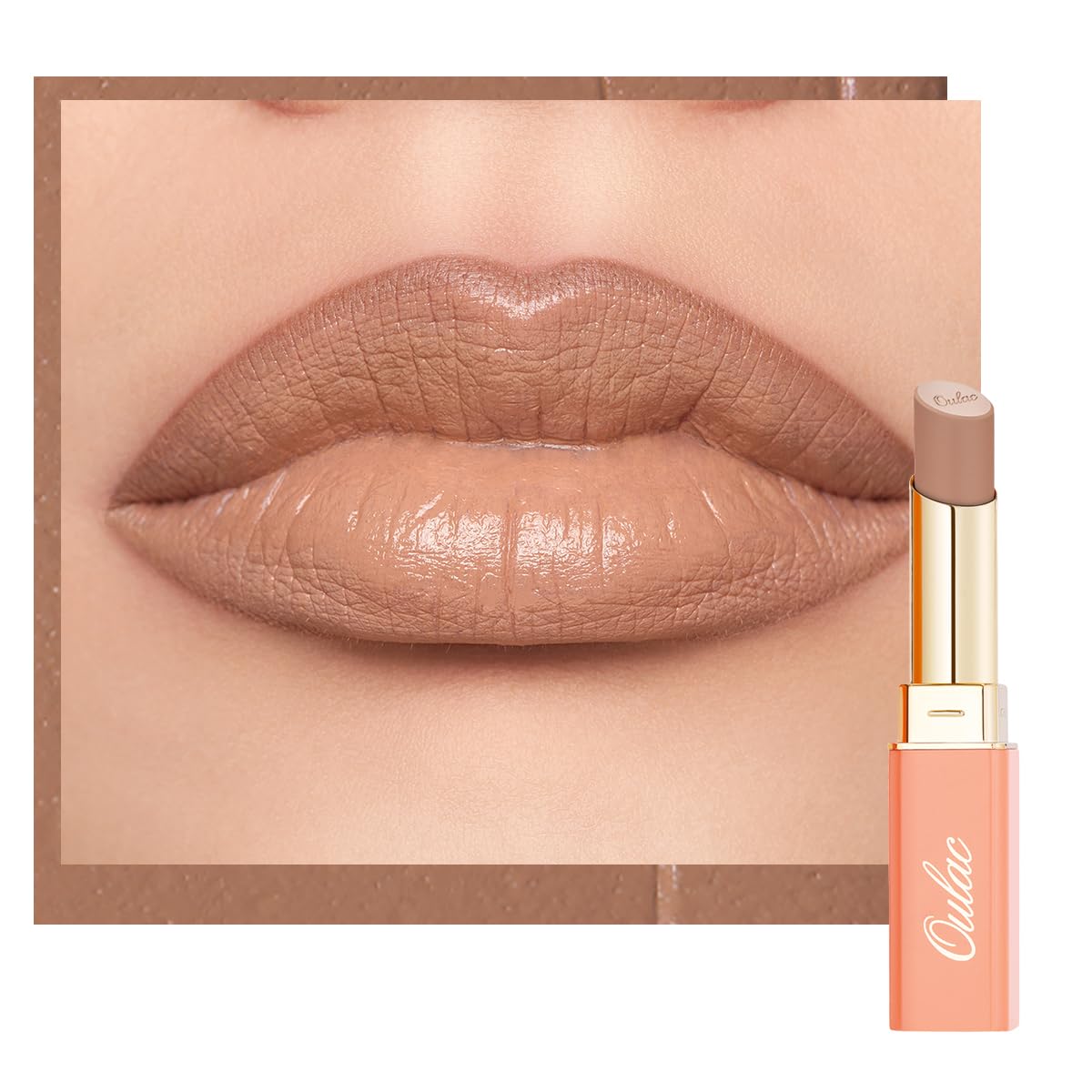 Oulac Color Rich Satin Lipstick - Nude Beige Full Coverage Lip Color, Creamy Silky-Smooth, Moisturizing, Satin Matte Finish, Infused With Shea Butter, Vegan & Clean Beauty, 4g, SG09 Buttercream
