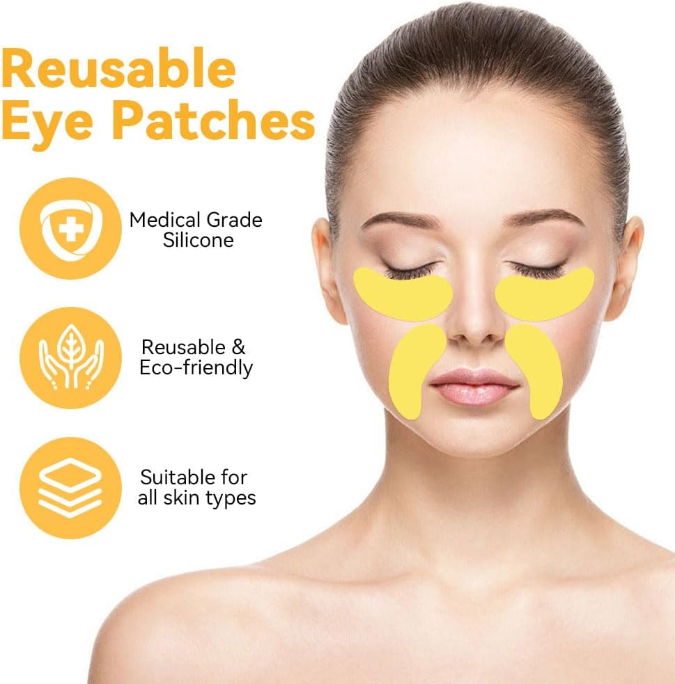 Reusable Eye Patches 6 Pairs, Silicone Under Eye Patches and Gel Eye Pads Cold Warm Eye Compress for Reduce Puffiness Circles Wrinkle Cooling Eye Mask Ice Packs