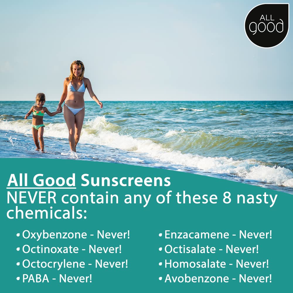 All Good Baby & Kids Mineral Sunscreen Butter Stick for Face, Nose, Ears - UVA/UVB Broad Spectrum SPF 50, Coral Reef Friendly, Water Resistant, Zinc Oxide, Coconut Oil, Vitamin E (2.75 oz)(3-Pack)