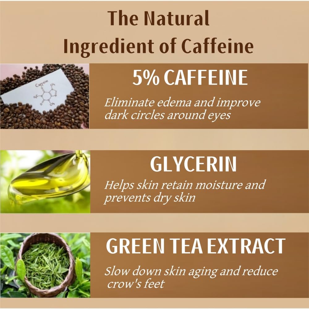 Caffeine Solution 5% + EGCG, Caffeine Eye Serum For Face, Moisturizing Under Eye Solution For Reduces Dark Circles & Puffiness, 30ML (1, 1 PC)