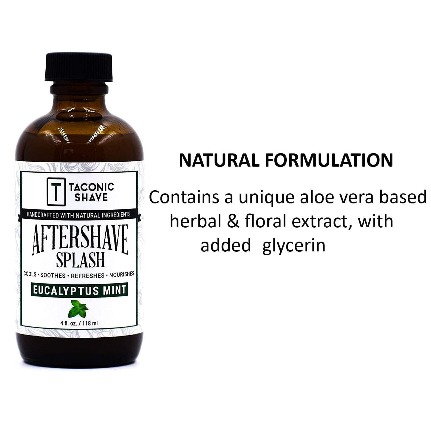 Taconic Shave Eucalyptus Mint Aftershave Splash – Refreshing, Alcohol-Free Men’s After Shave – Tones & Cools Skin Naturally – 4 oz USA Made