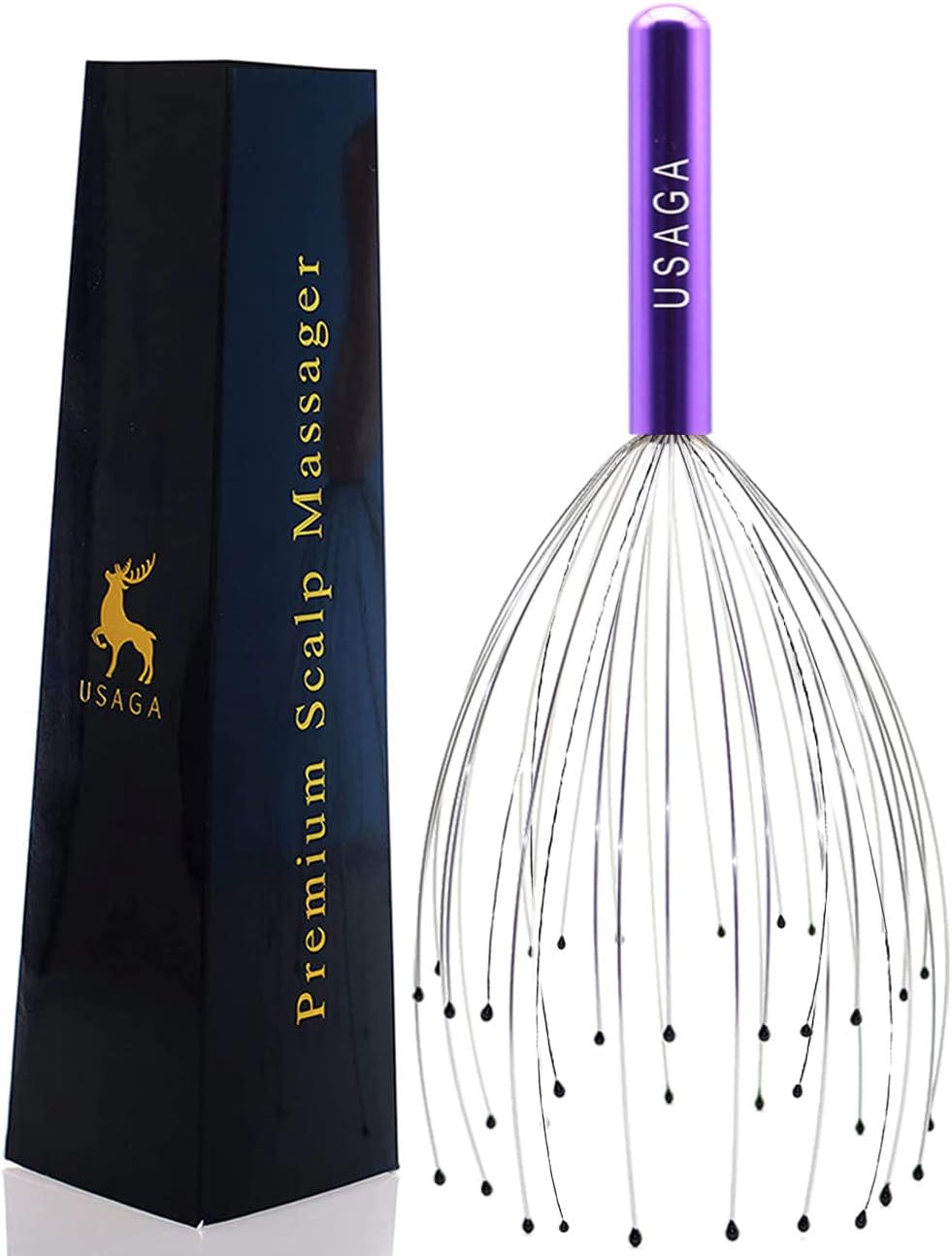 USAGA 36 Fingers Head Massager Scalp Massager Head Scratcher for Scalp Body Relaxing (Purple)