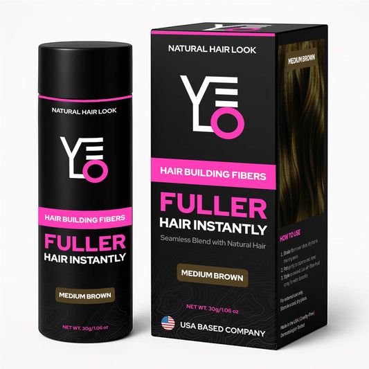 VELO Hair Building Fibers for Thinning Hair –MEDIUM BROWN Hair Fibers for Men & Women – Covers Bald Spots, Hairline Powder, Hair Thickening Fibers – Hair Filler Powder for Fuller-Looking Hair – 30g