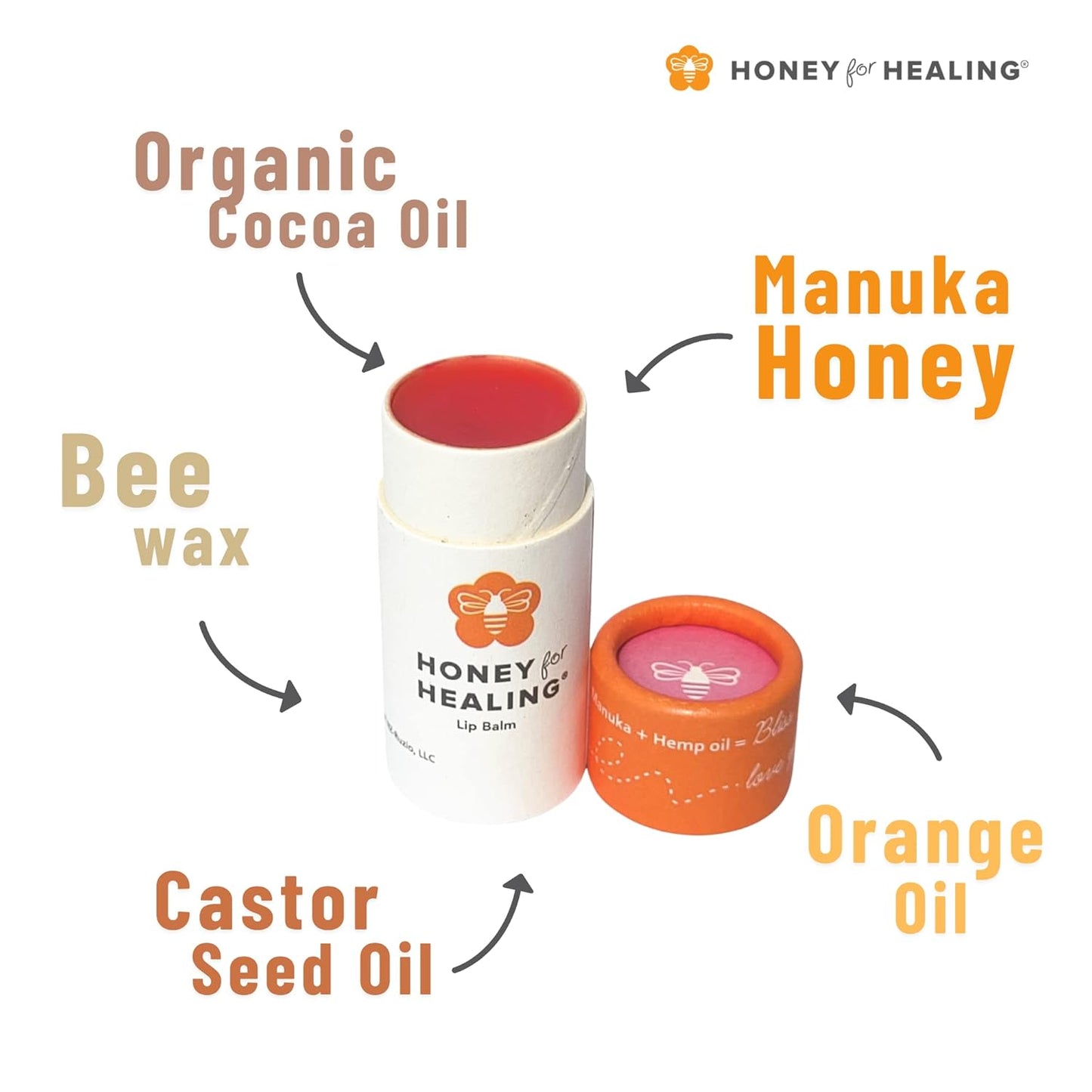 Lip Balm Moisturizer with Manuka Honey 15+ UMF, Coconut Oil, and Castor Oil For Chapped, Cracked, Dry Lips | Protects, Smoothes, and Nourishes your Lips | 0.25 oz / 7 gr. (Soft Rose)