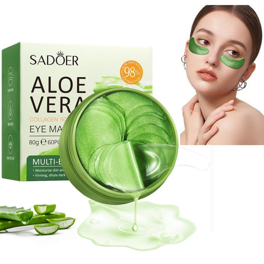 Eye Mask 60 Pcs, Under Eye Patches for Dark Circles and Puffiness, Lighten Fine Lines and Eye Bags,Water Replenishing Eye Treatment Mask (Aloe Vera Eye Mask)