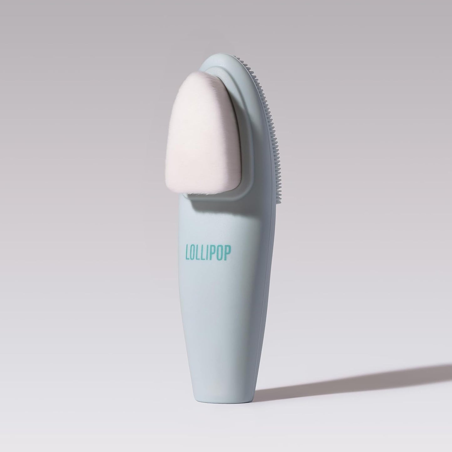 LOLLIPOP Dual-Sided Facial Cleansing Brush | Handle Size Silicone Face Exfoliator and Soft Fiber Cleanser | Manual Face Scrubber for Pores, Makeup Removal, Blackhead and Skincare Routine, Oceanic