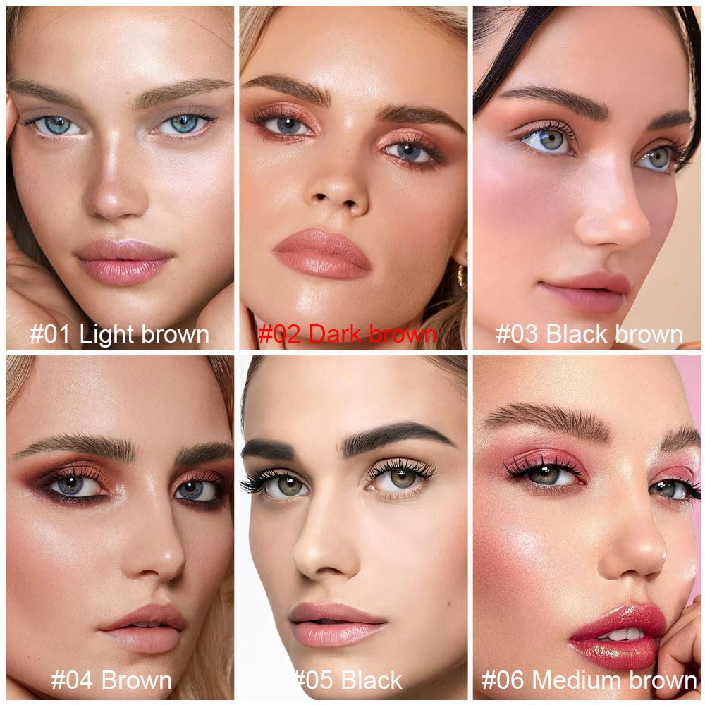 evpct 2Pcs Dark Brown Magic Microblading Dual-Ended Eyebrow Contouring Pen Brow Pencil, with 4 Brush Micro-Fork-Tips Applicator and Precise Brush-Tip, Hair Like Strokes, Dual-ended Eyebrow Brush