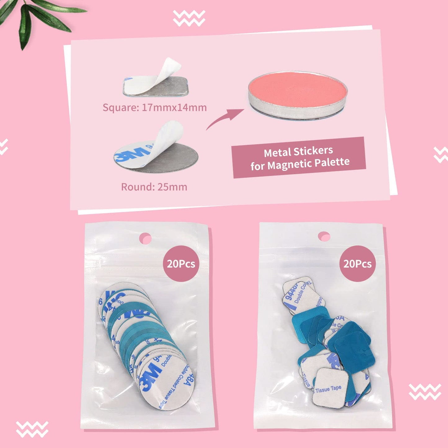 Empty Magnetic Eyeshadow Palette with Clear Top, Travel Makeup Organizer with 40Pcs Adhesive Metal Stickers For DIY Your Own Eyeshadow Lipstick Blush Powder (Small Palette - 4.8'' x 4'')