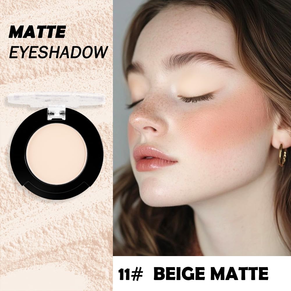 Single Matte Eyeshadow Makeup Palette, Neutral Beige Nude Eyeshadows Singles, Monochrome Eye Shadow Palette Makeup for Women, de sombras de ojos, Highly Pigmented Daily Evening Girls Eyeshadow