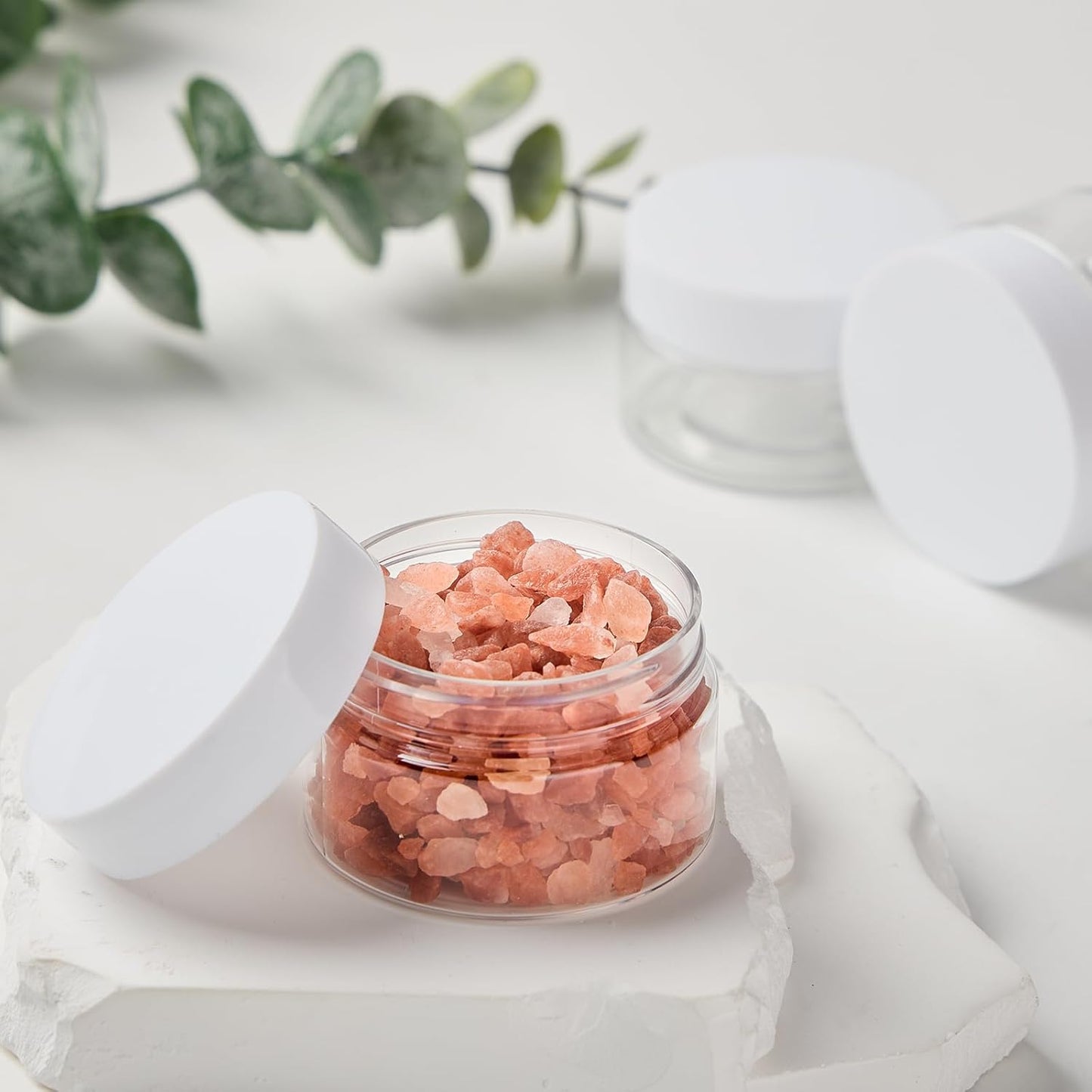 TUZAZO 48 Pack 1 Oz Small Plastic Container Jars with Lids and Labels BPA Free, Empty Round Clear Cosmetic Containers Plastic Slime Jars for Lotion, Cream, Ointments, Samples, Travel Storage (48)