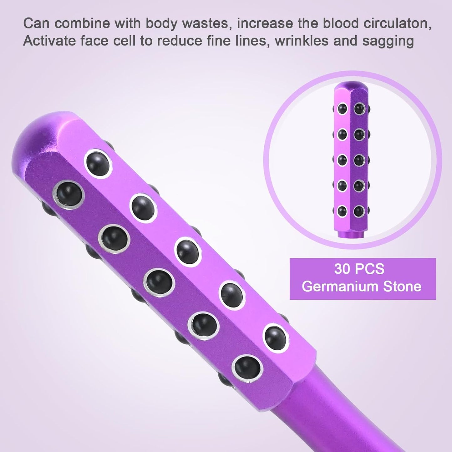 Up Lifting Massaging Beauty Roller Radiance Roller 30 Germanium Stone Face Roller for Uplift and Skin Care,Uplifting Face Massager (Purple)