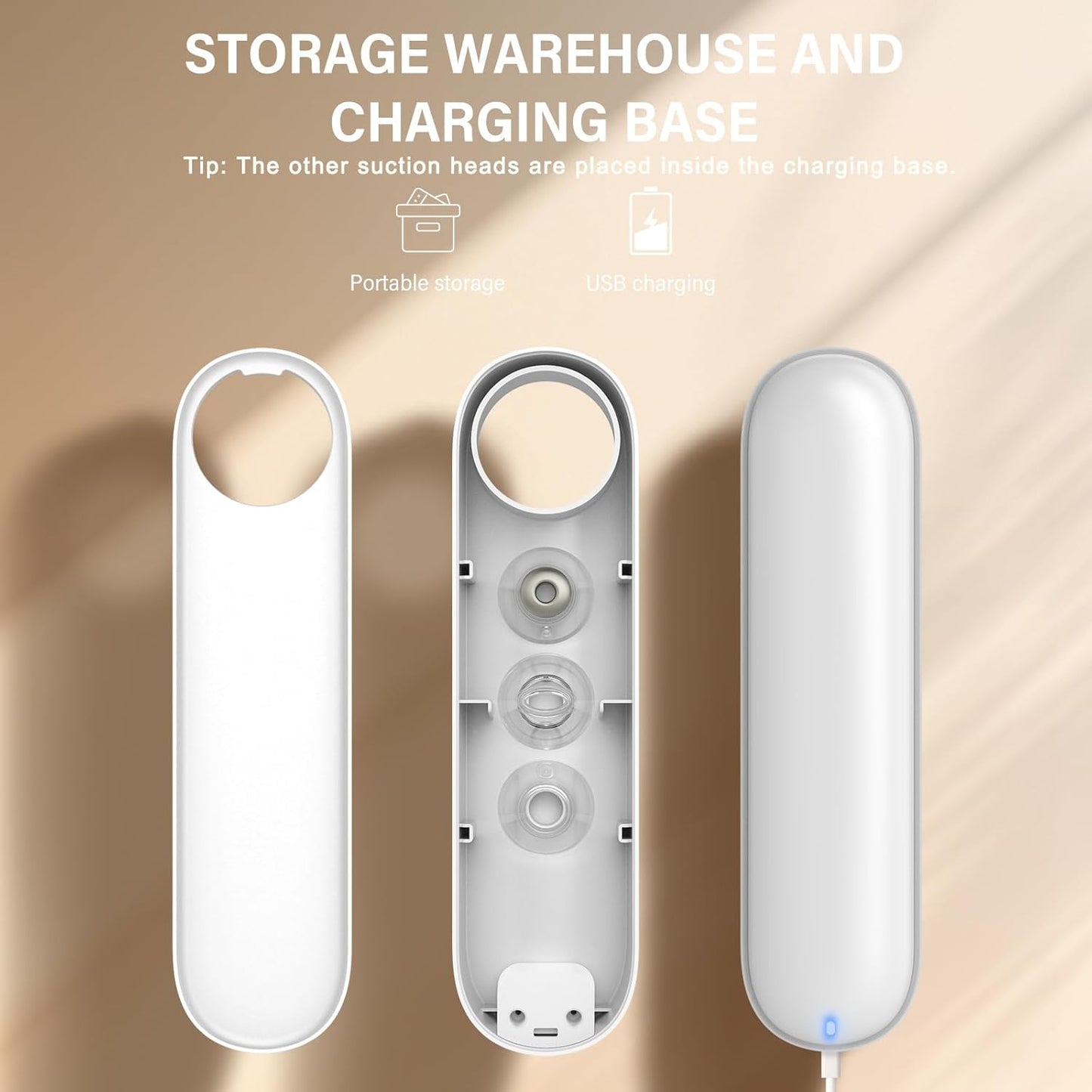 Blackhead Remover Pore Vacuum Kit for Face, 5 Adjustable Suction Levels Blackhead Extraction Tool, Face Suction Pore Cleaner with 4 Suction Heads, 4 Probes for Women & Men (White)