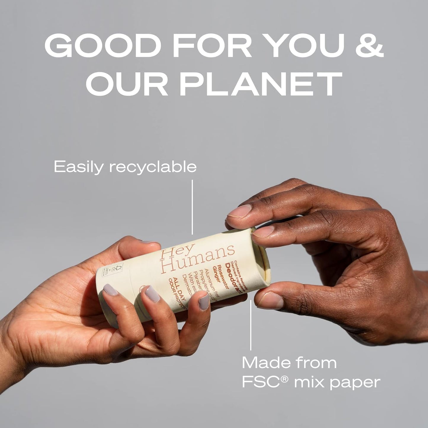 Hey Humans Deodorant, Aluminum Free Deodorant for Women and Men, Contains Naturally Derived Ingredients, All Day Odor Control, Refreshing Deodorant Essential Oils, Sandalwood Cypress