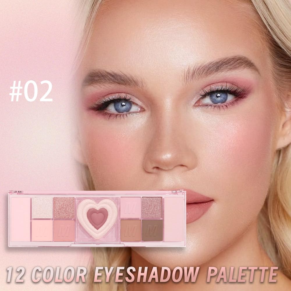 12 Colors Nude Natural Pink Matte Shimmer Eyeshadow Palette for Eye Makeup,High Pigmented Brown Eye Shadow Primers Powder Palet de sombras de ojos