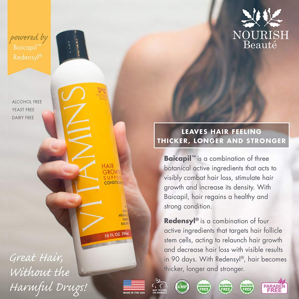 Nourish Beaute Vitamins Premium Shampoo and Conditioner Set for Hair Loss that Promotes Hair Regrowth For Men and Women, 2 Pack, 10 Ounces Each