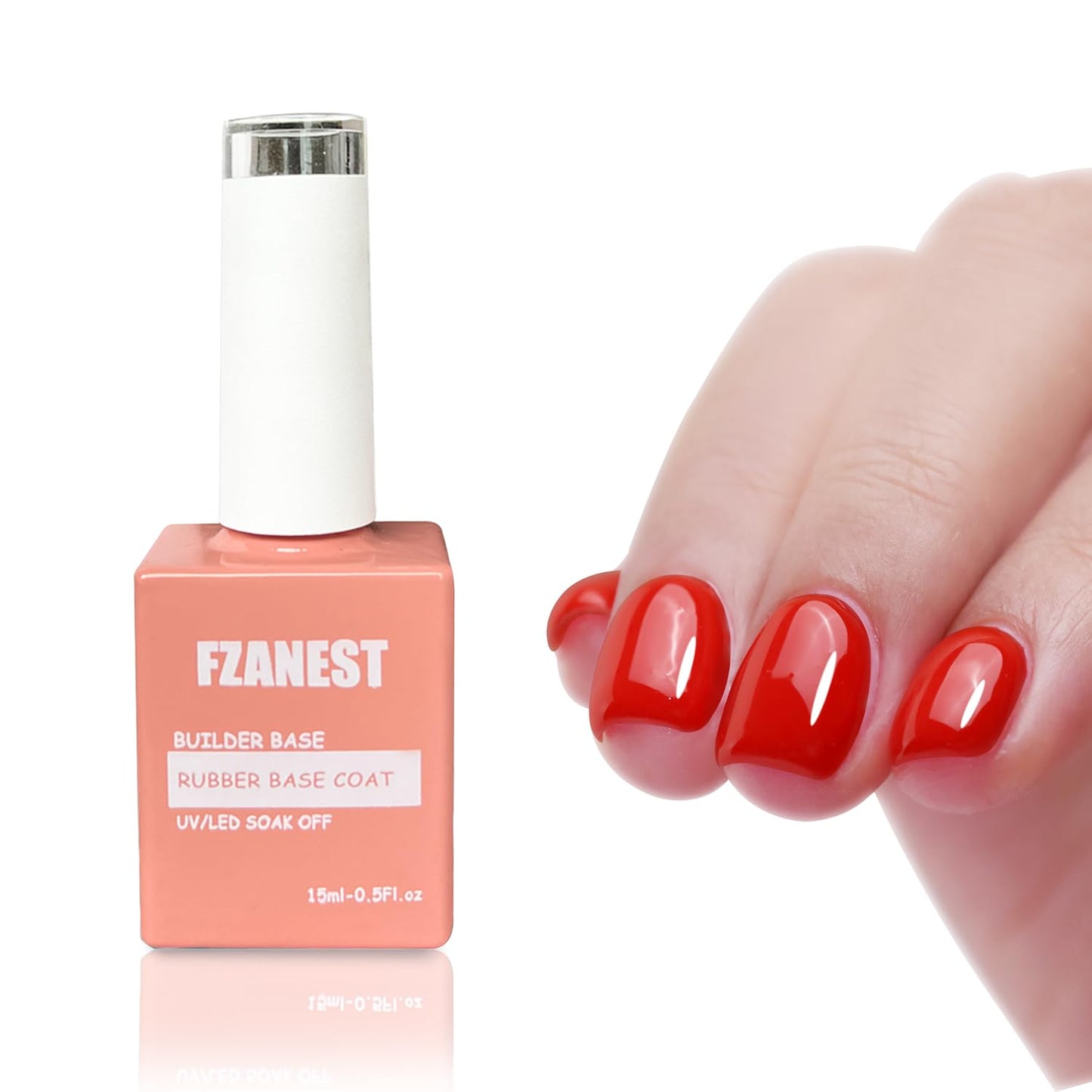 FZANEST Red Gel Polish Rubber Builder Base Coat Nail Strengthen Extension Harder for Thin Fragile Nails