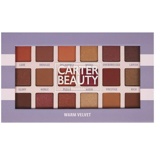 Carter Beauty by Marissa Carter 18 Shade Eyeshadow Palette | Long Lasting Eye Shadow Makeup | Shimmer & Matte Vibrant Colors (Warm Velvet)