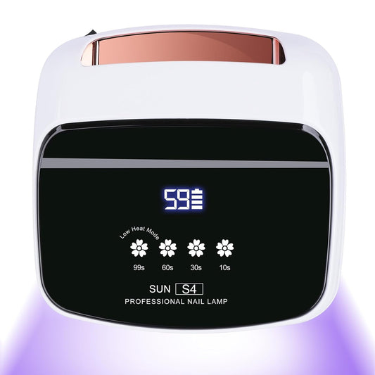 UV Nail Lamp, 288W 8 Hours Super Long-Lasting 15600mAh Professional Cordless UV LED Lamp for Nails 66Pcs Lamp Beads Automatic Sensor Gel Nail uv Light for Nail Art at Home and in Salons Gold